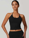 Halter Neck Lace-Up Back Tank Top - MASKERT - 