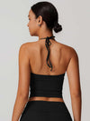 Halter Neck Lace-Up Back Tank Top - MASKERT - 