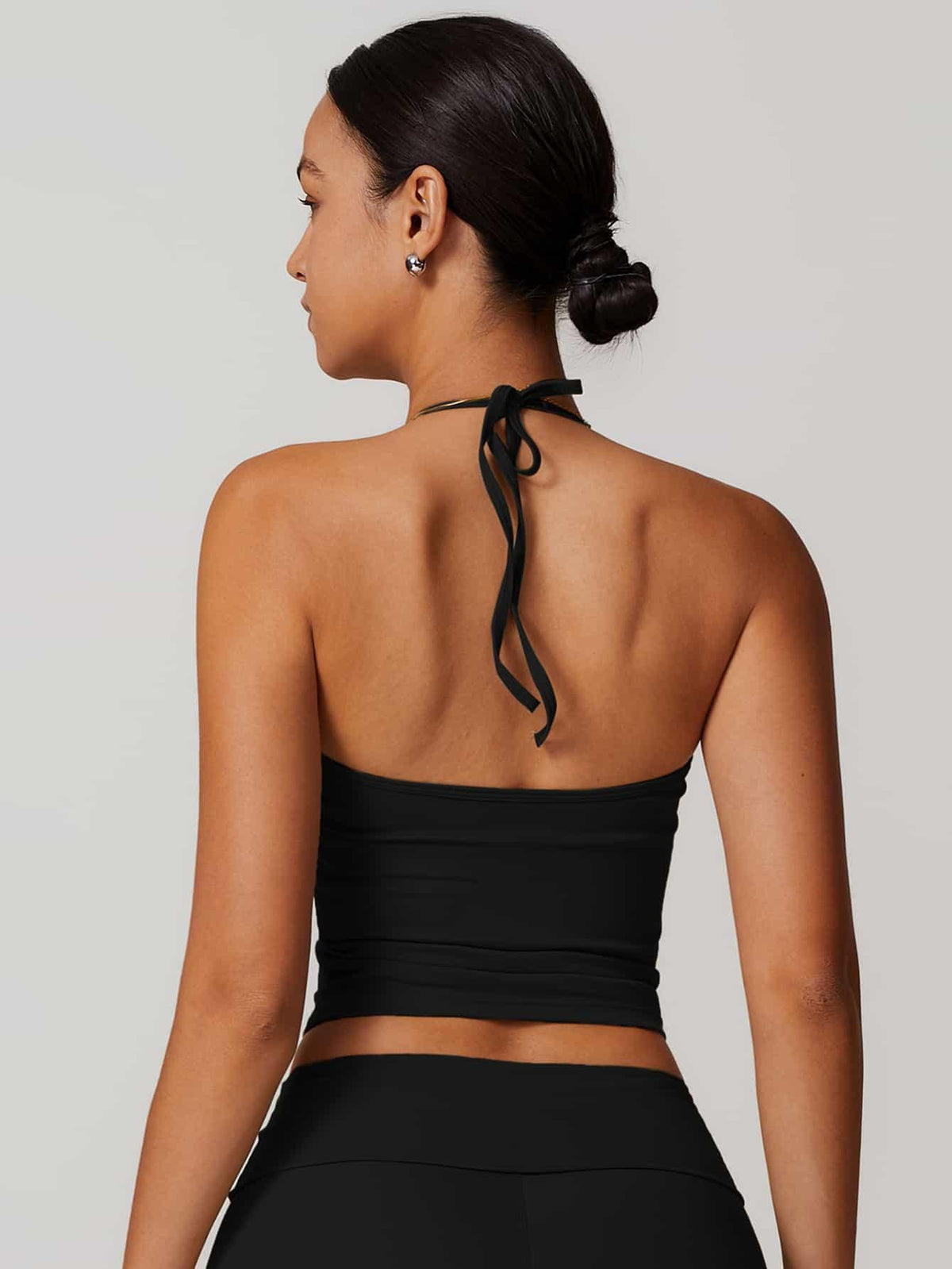 Halter Neck Lace-Up Back Tank Top - MASKERT - 
