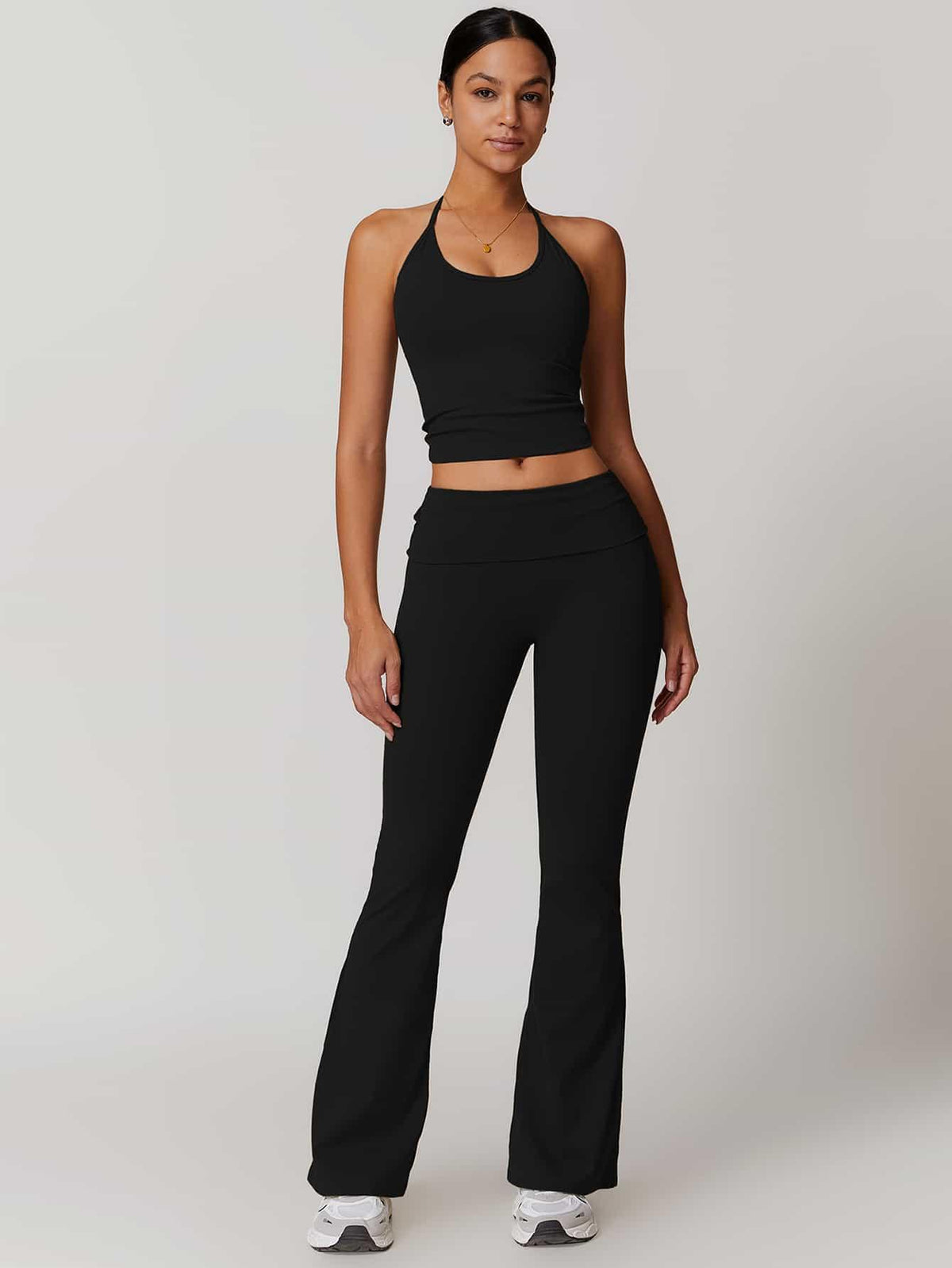 Halter Neck Lace-Up Back Tank Top - MASKERT - 