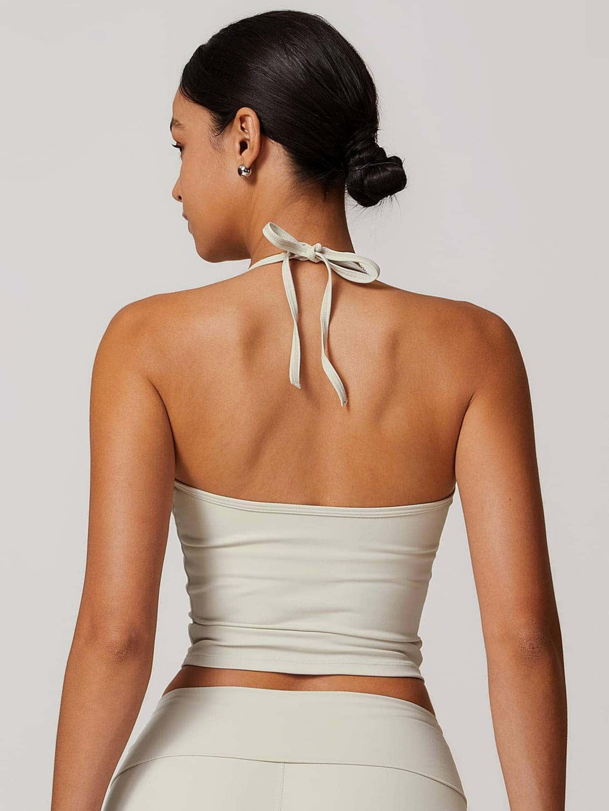 Halter Neck Lace-Up Back Tank Top - MASKERT - 