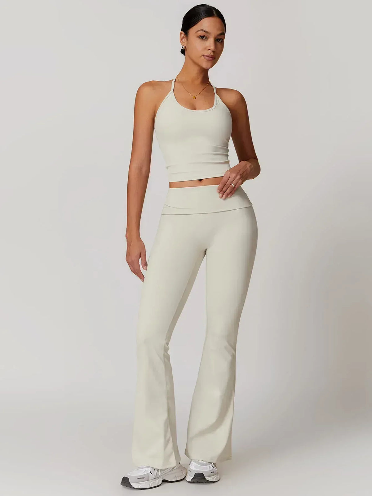 Halter Neck Lace-Up Back Tank Top - MASKERT - 