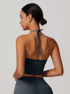 Halter Neck Lace-Up Back Tank Top - MASKERT - 