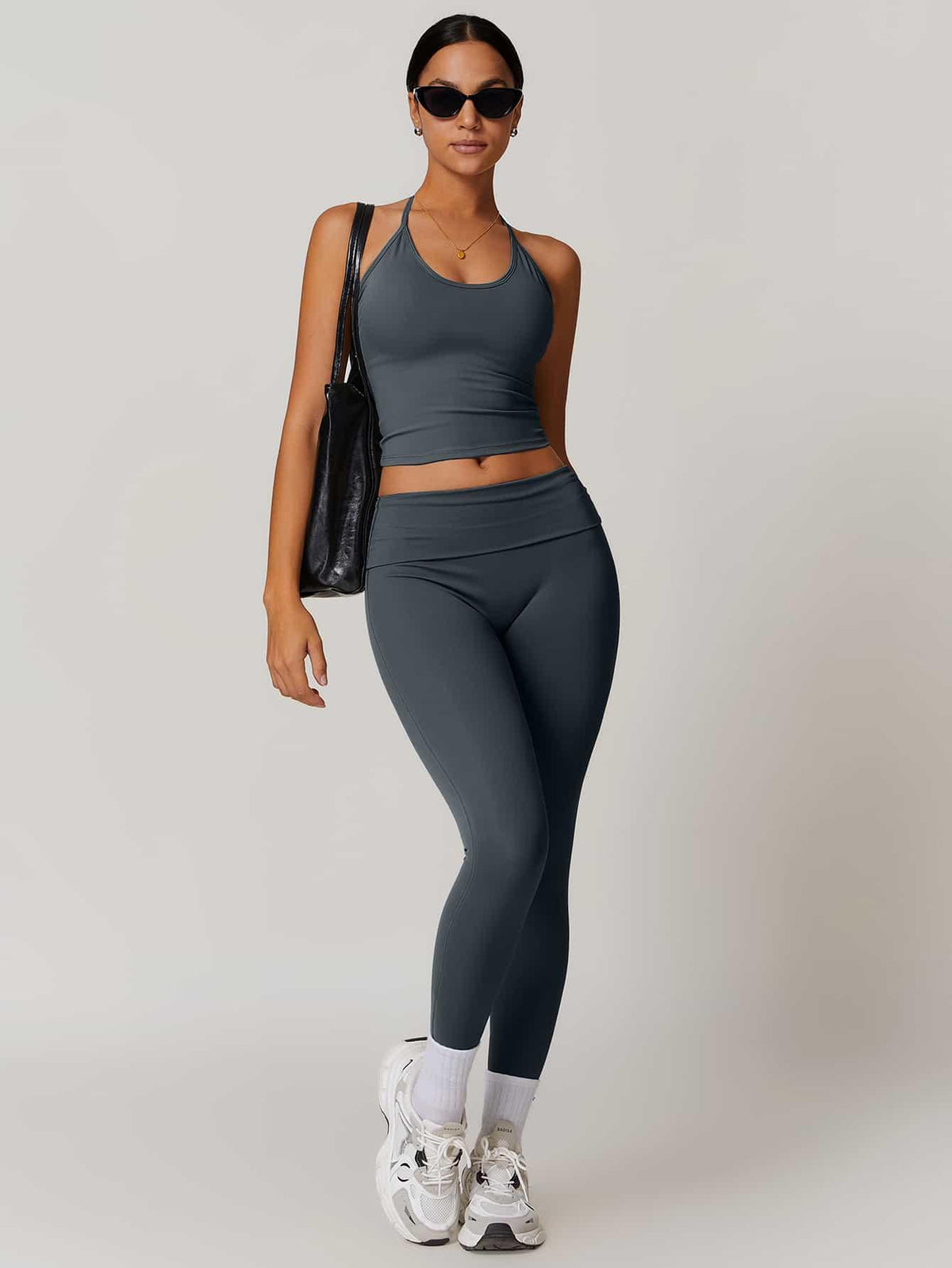 Halter Neck Lace-Up Back Tank Top - MASKERT - 