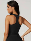 Square Neck Bra Racerback Tank Top - MASKERT - Black / S