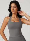 Square Neck Bra Racerback Tank Top - MASKERT - 