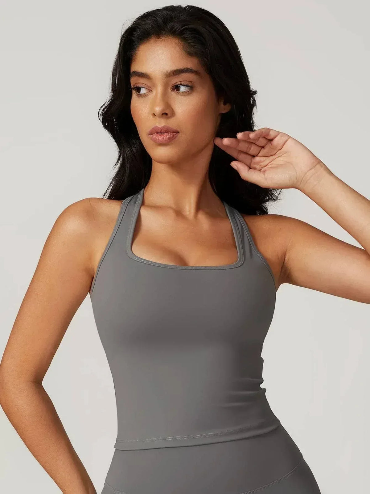 Square Neck Bra Racerback Tank Top - MASKERT - 
