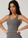 Square Neck Bra Racerback Tank Top - MASKERT - 