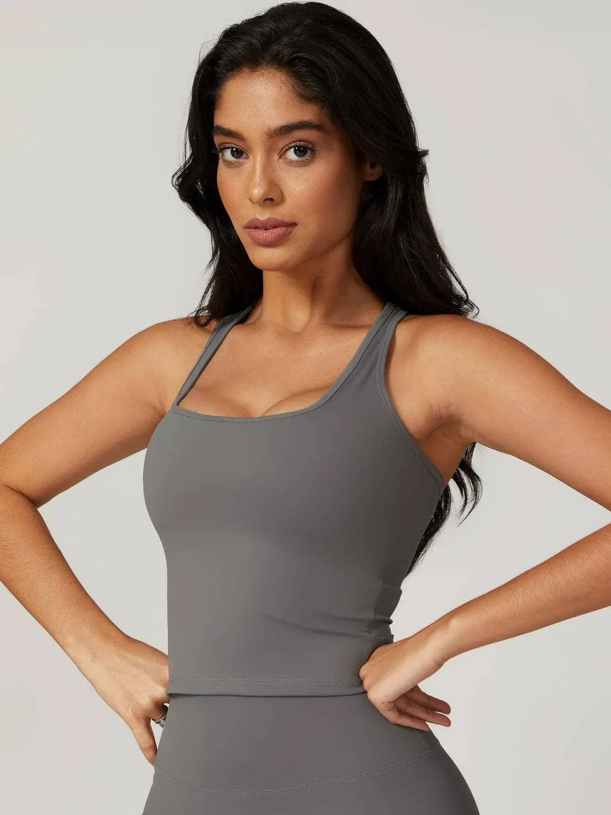 Square Neck Bra Racerback Tank Top - MASKERT - 