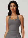 Square Neck Bra Racerback Tank Top - MASKERT - 