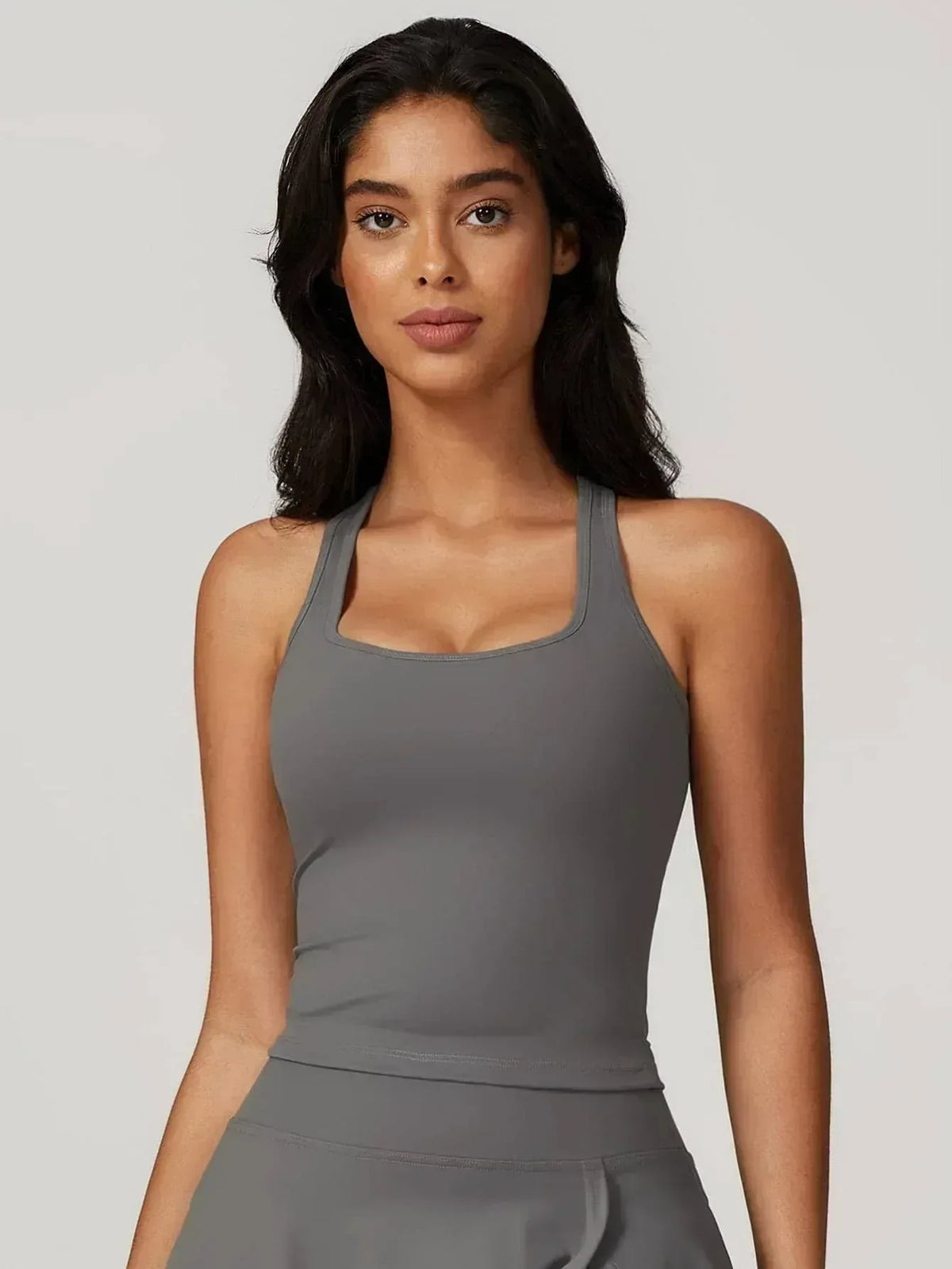 Square Neck Bra Racerback Tank Top - MASKERT - 