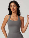 Square Neck Bra Racerback Tank Top - MASKERT - 