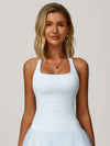 Square Neck Bra Racerback Tank Top - MASKERT - Black / S