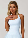 Square Neck Bra Racerback Tank Top - MASKERT - Black / S