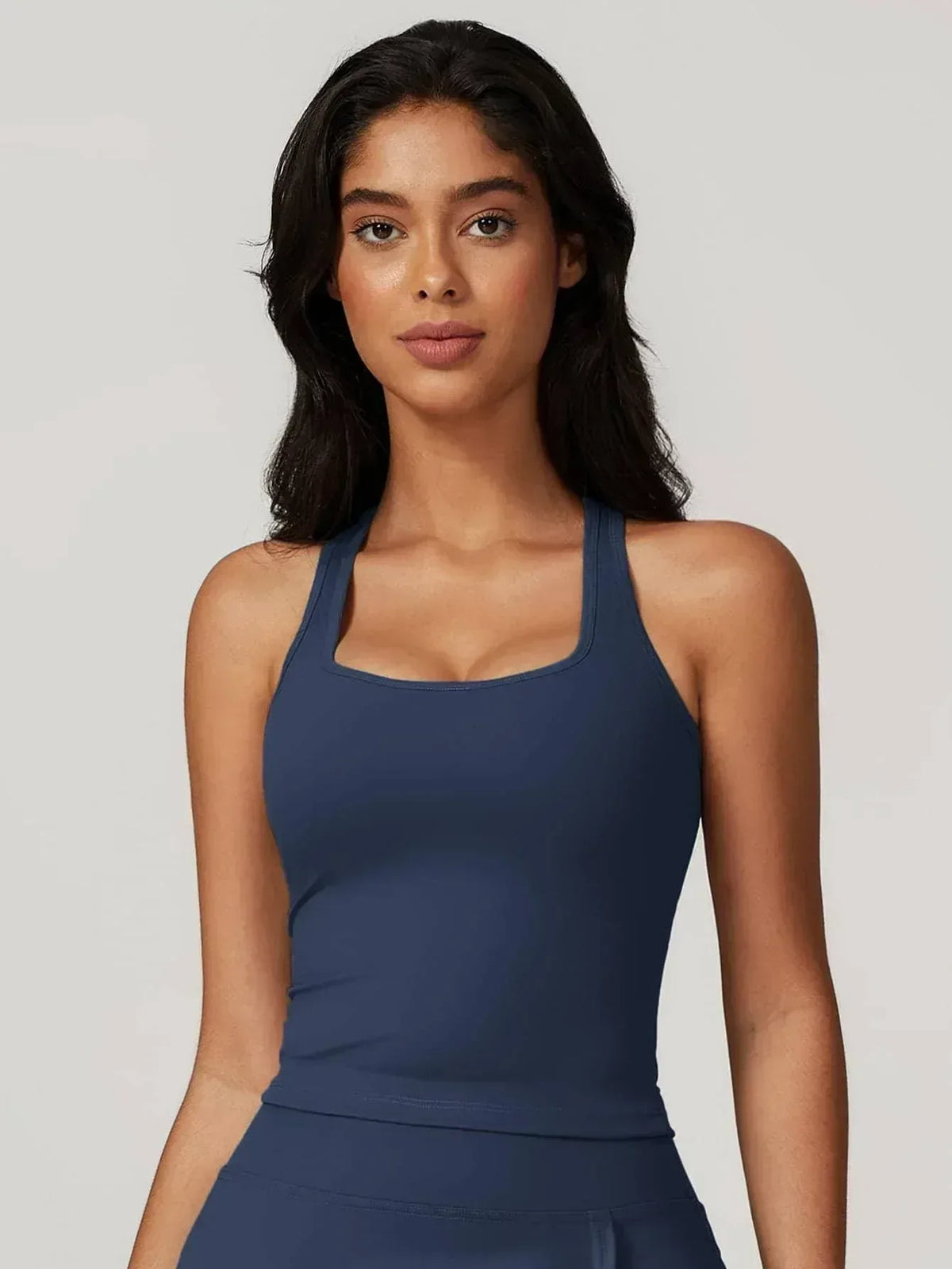 Square Neck Bra Racerback Tank Top - MASKERT - Creamy White / S
