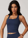 Square Neck Bra Racerback Tank Top - MASKERT - Creamy White / S