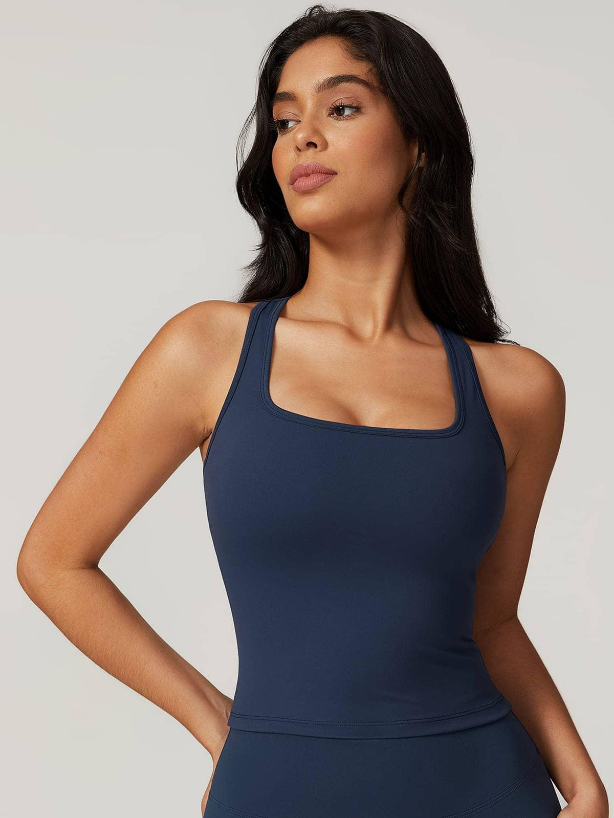 Square Neck Bra Racerback Tank Top - MASKERT - Creamy White / S