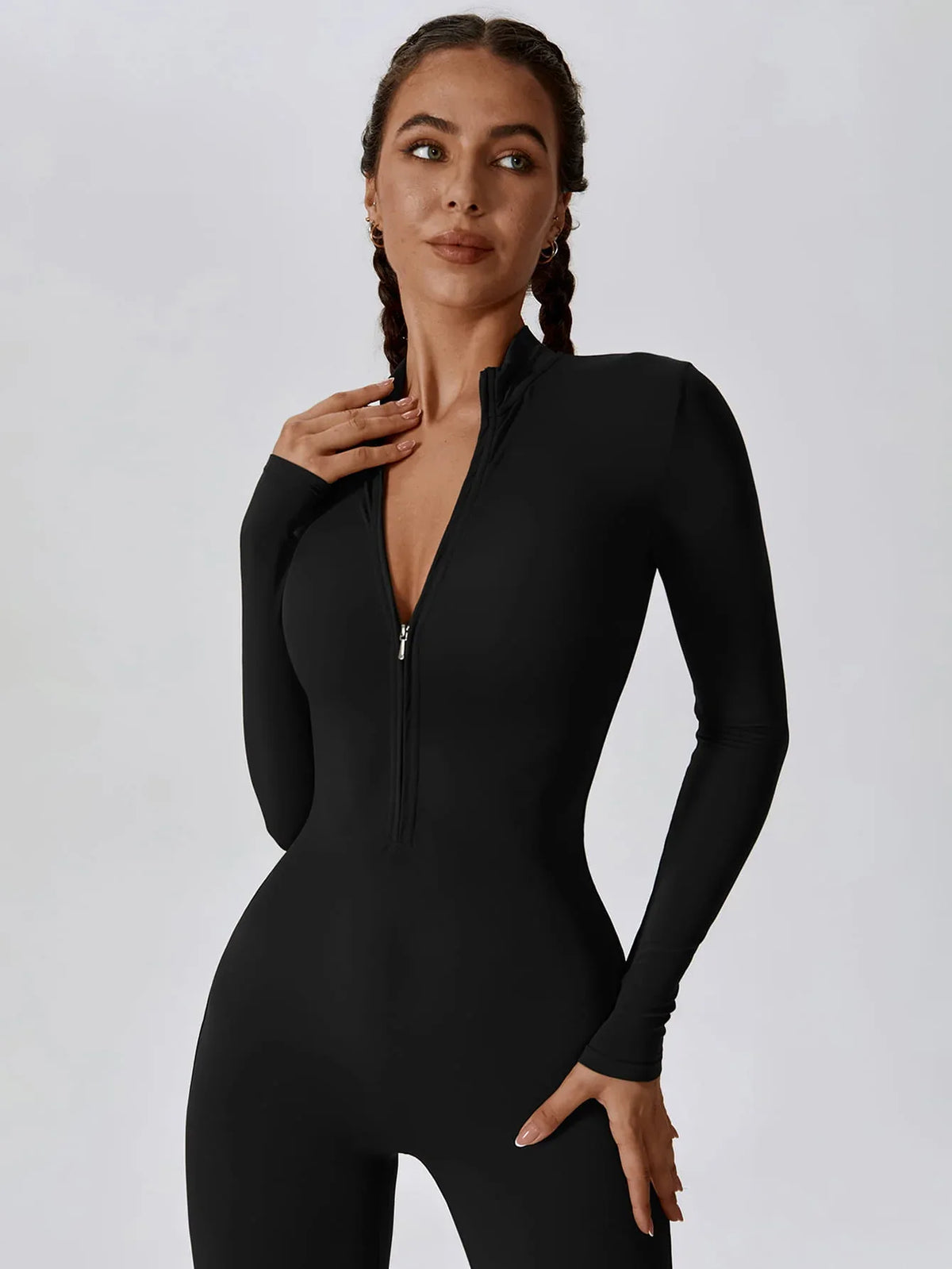 CloudWeave Long Sleeve Jumpsuit 26" - MASKERT - Black / S