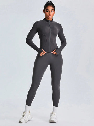 AirSoft Zip-Up Long-Sleeve Tight Fitting Sports Set