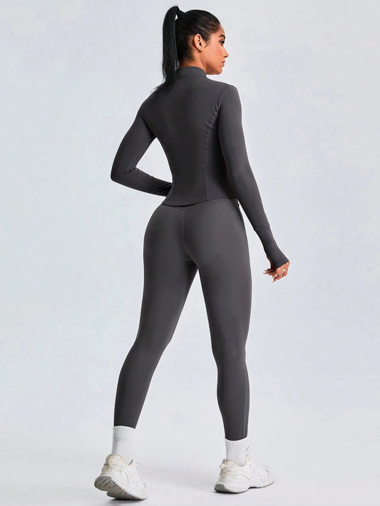 AirSoft Zip-Up Long-Sleeve Tight Fitting Sports Set