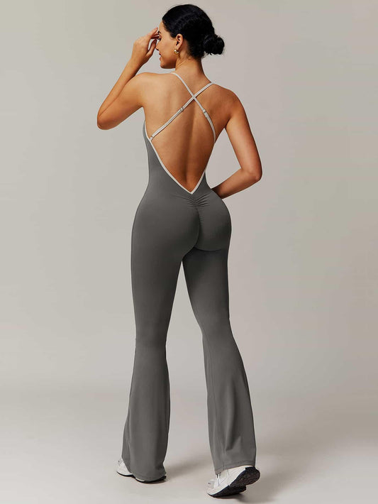 BodySculpt Spaghetti Strap Flare Jumpsuit - MASKERT - 