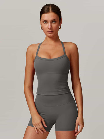 Back Cut Out Sports Tank Top - MASKERT - 