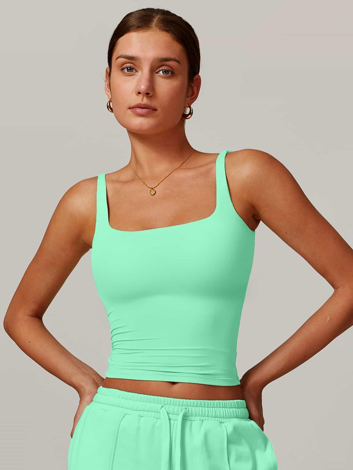 AirSoft Square Neck Casual Tank Top - MASKERT - Mint Green / S