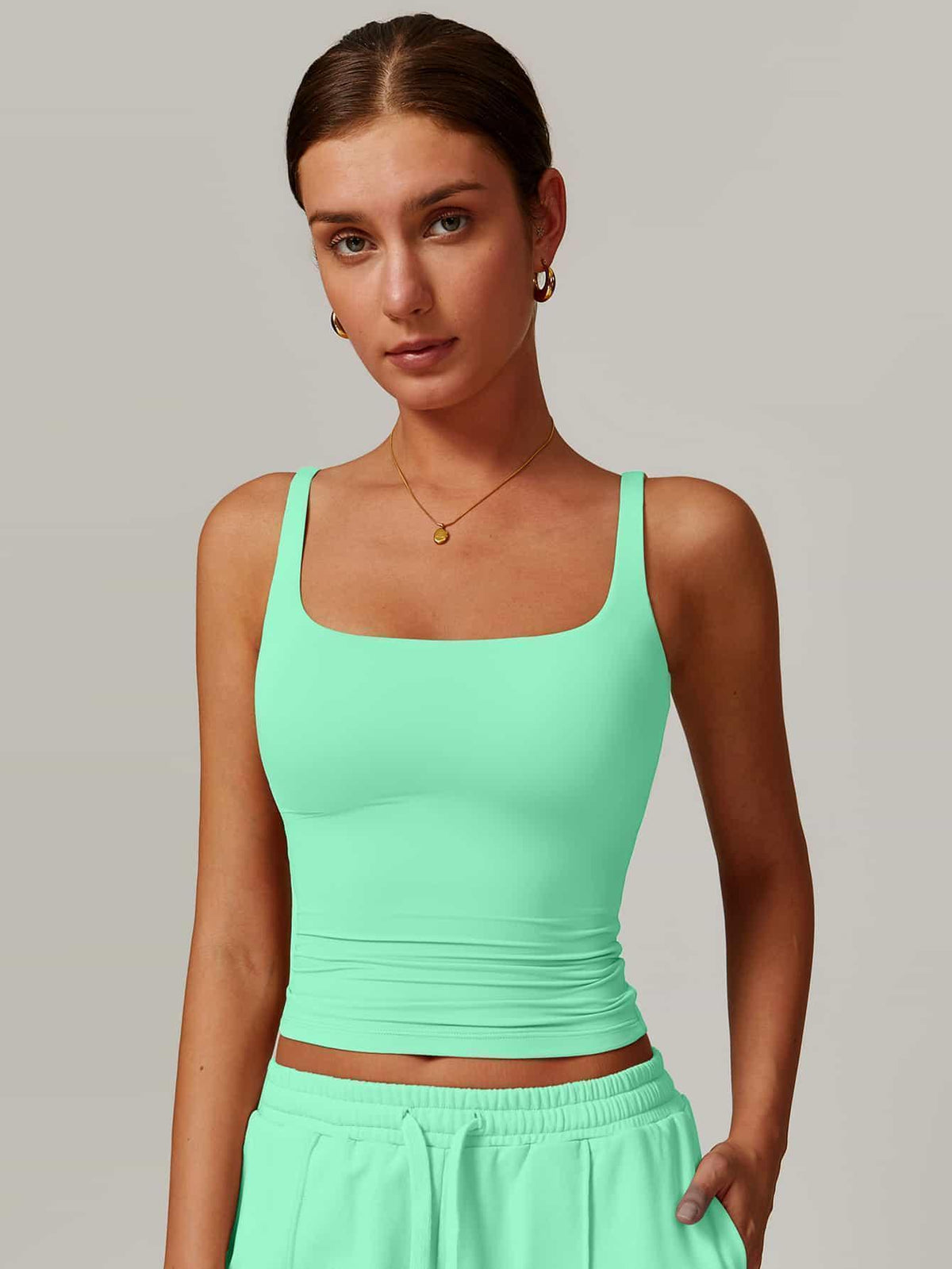 AirSoft Square Neck Casual Tank Top - MASKERT - Mint Green / S