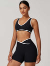 V-Neck Colorblock Sports Suit - MASKERT - 