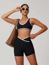 V-Neck Colorblock Sports Suit - MASKERT - Snow / S