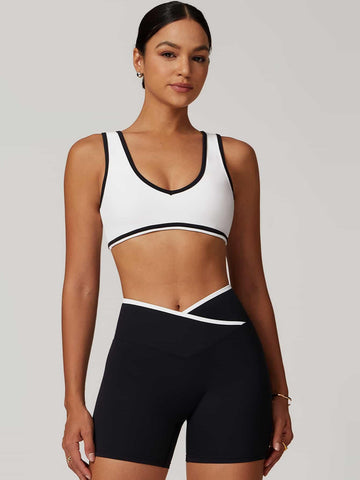 V-Neck Colorblock Sports Suit - MASKERT - Snow / S