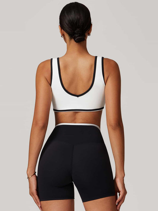 V-Neck Colorblock Sports Suit - MASKERT - Snow / S