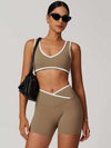 V-Neck Colorblock Sports Suit - MASKERT - 