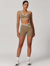 V-Neck Colorblock Sports Suit - MASKERT - 