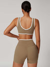 V-Neck Colorblock Sports Suit - MASKERT - 