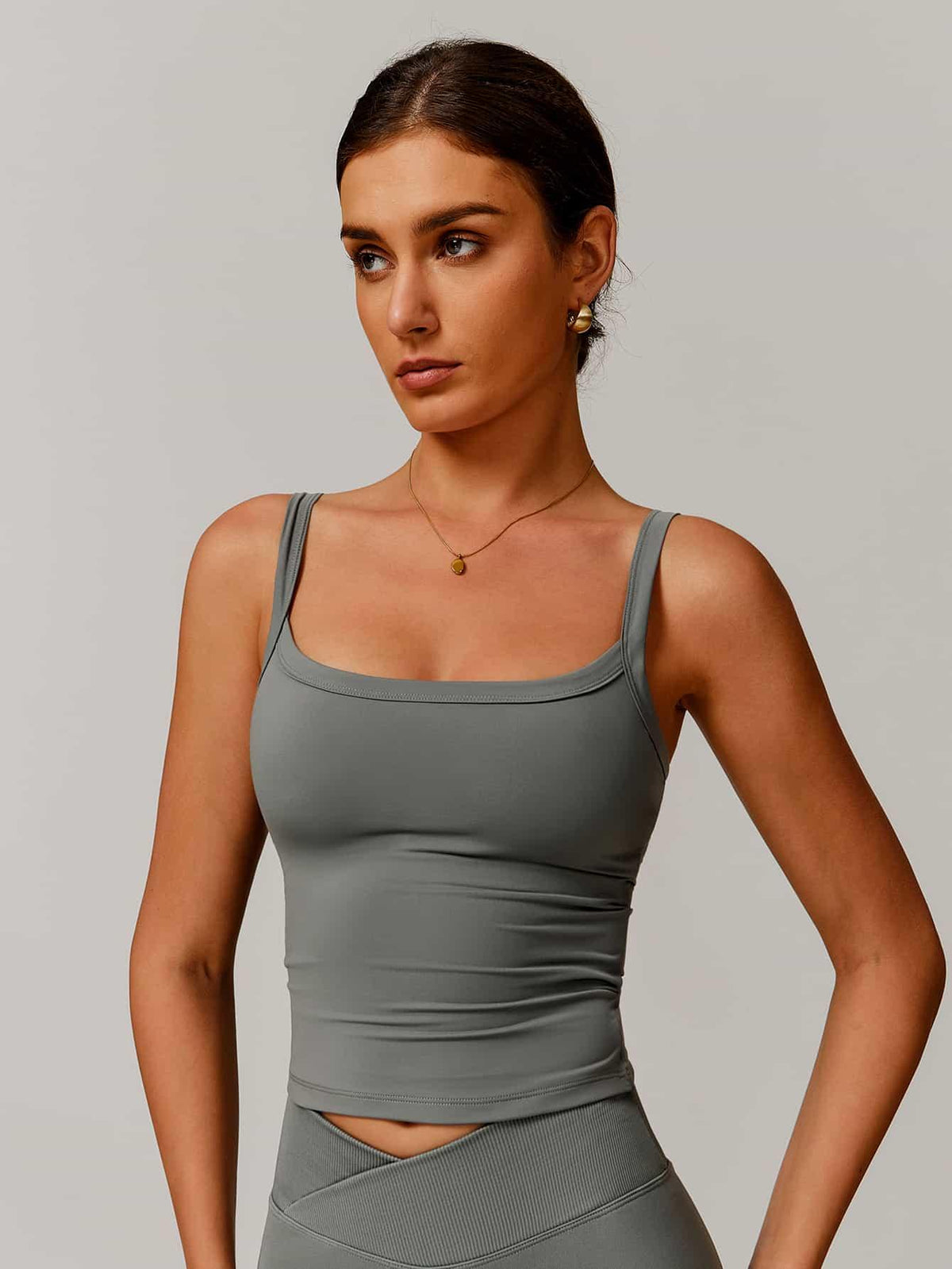 AirSoft U-Neck Ruched Lounge Tank Top - MASKERT - 