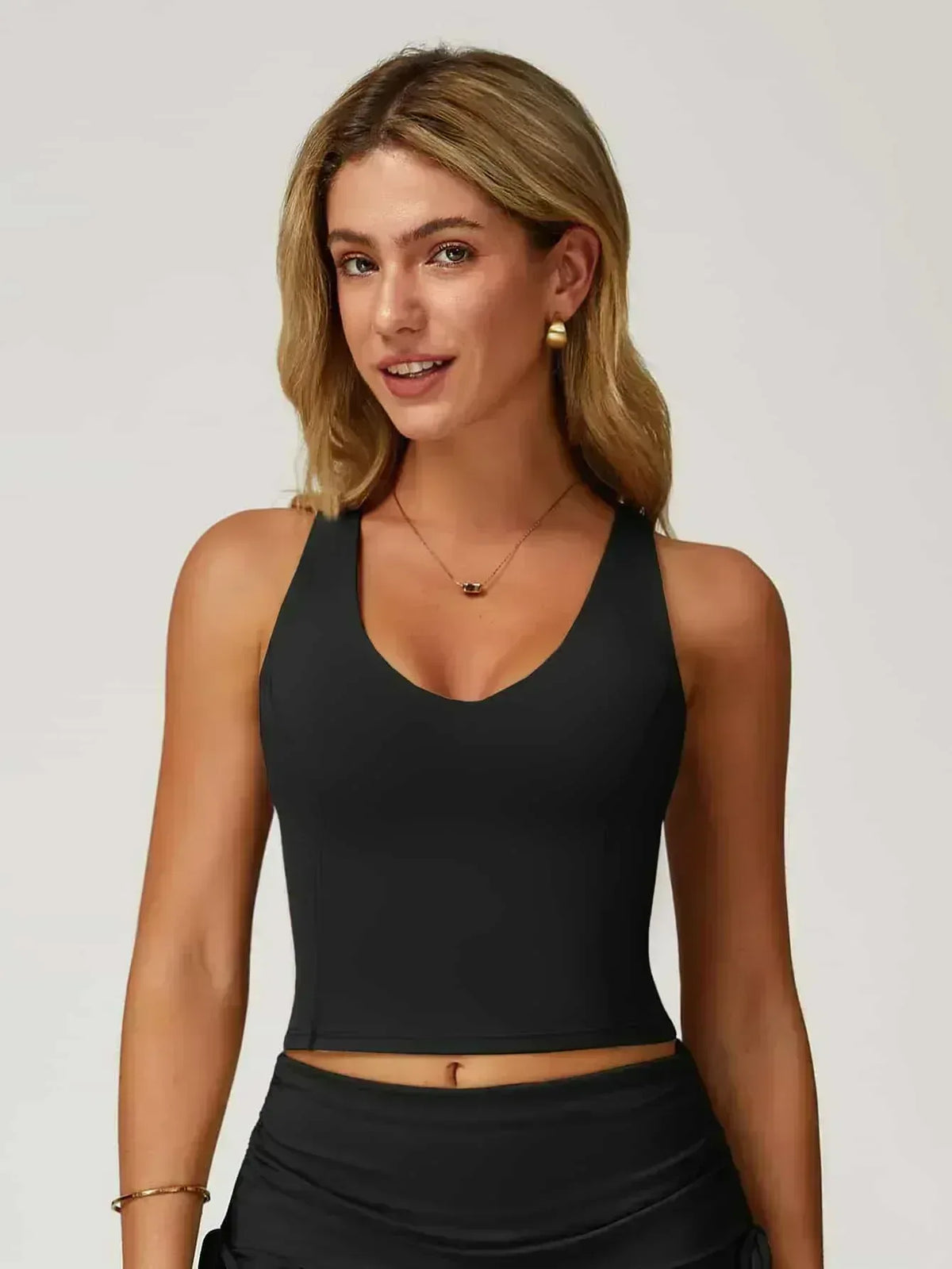 V Neck Racerback Tank Top - MASKERT - 