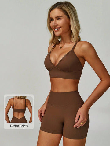 AirSoft Seamless V-neck Crop Tank & Short Set