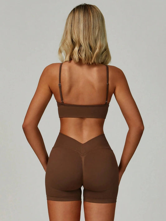 AirSoft Seamless V-neck Crop Tank & Short Set