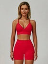 AirSoft Seamless V-neck Crop Tank & Short Set