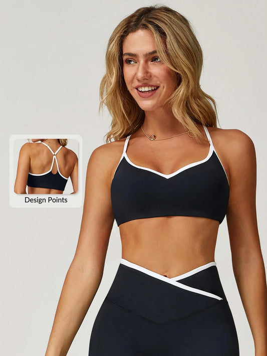 Colorblock Lightweight Crossback Crop Tank Top