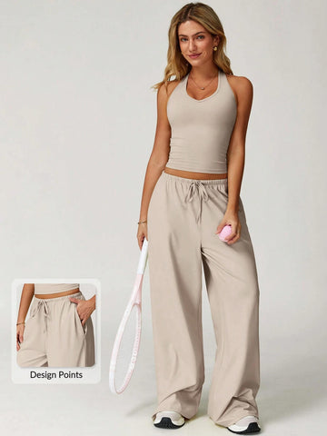 EaseSculpt Drawstring Waist Straight-Leg Casual Sport Pants
