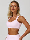 V Neck Keyhole Back Crop Tank Top