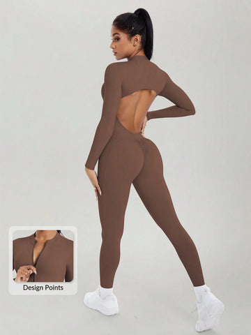 AirSculpt Zip-up Cut-out Back Contour Jumpsuit